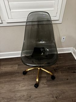 Urban Lifestyle Acrylic Rolling Chair, Black 21D x 19W x 34H Inch