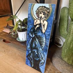 Alphonse Mucha 'The Moon' Art Nouveau Ceramic Tile Wall Hang 🌙