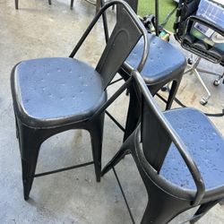3 Black Metal Chairs 