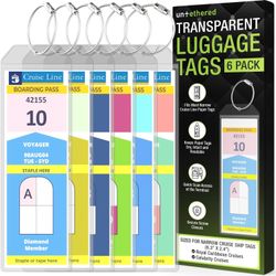 Untethered Cruise Luggage Tag Holders (6 Pack, Narrow) NEW