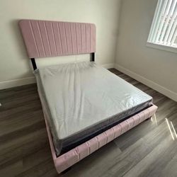 NEW Full Size BED FRAME WITH MATTRESS NEW BEDROOM FURNITURE BED SET MATTRESS WITH BOX SPRING SET FREE DELIVERY 