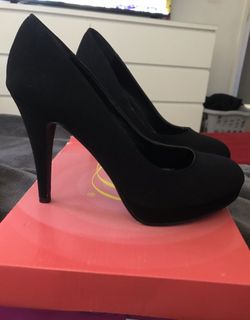 Black suede heels
