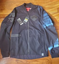 Nike Men's NEW YORK KNICKS LARGE Modern Varsity Jacket Coat Black NBA Basketball