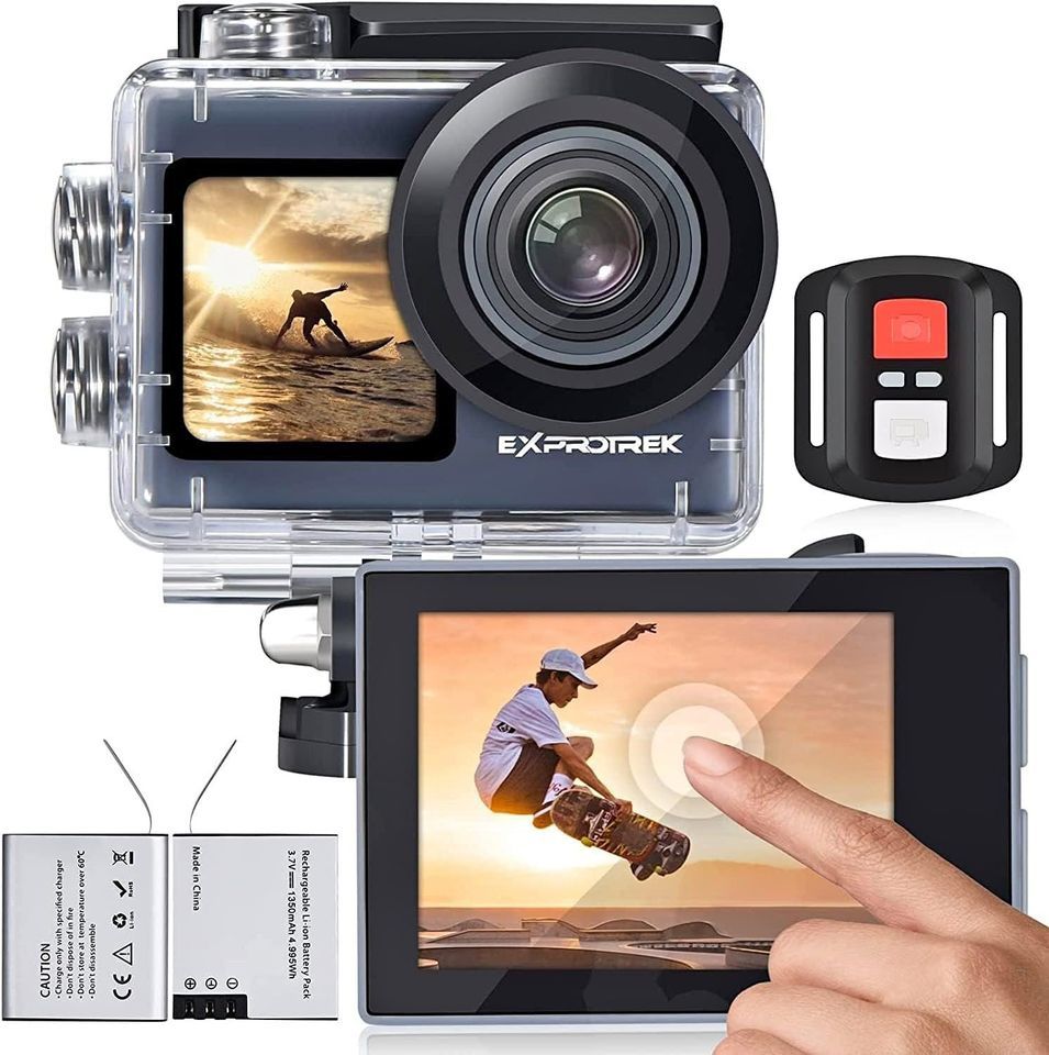 4K Action Camera Touch Screen EIS 170 Degree Wide Waterproof with Helmet Mount