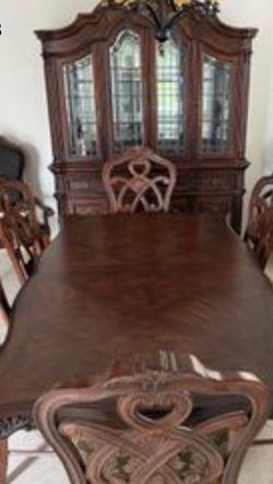Dark Wood Formal Dining Set with China Cabinet