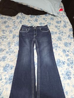 Dark blue H&Y rhinestone studded denim bootcut jeans size 17-18