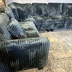 🛋️ Charcoal Grey Corduroy Sectional Plush. Modern. Built for real life lounging. $0 Down Financing! 100 Day Early Payment Plan Available! 