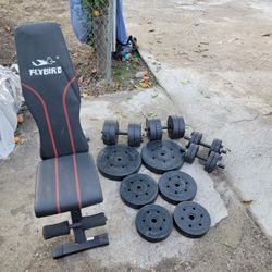 Cap Adjustable Dumbbells Lot Set & Flybird Adjustable Bench 