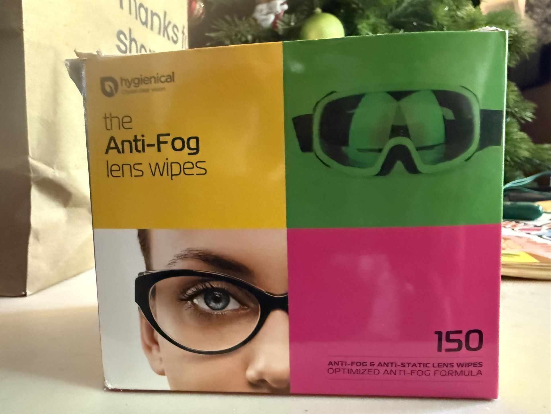 Hygienical Anti-Fog Lens Wipes 150 Count | Glasses Goggles Anti-Static Box