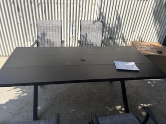 78.7 Outdoor Dining Table for 7-9 ,Large Metal Table with Umbrella Cutout,(only table)