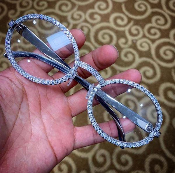 18K Gold Diamond Iced Out Custom Cartier Buffs Type Glasses for Sale in