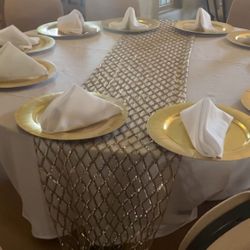 12 Gold Sequin table Overlay Wedding Or quinceñera