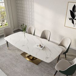 Sintered stone Dinning table L93.70" x W43.31" x H29.53" Modern simple luxury rectangular dining table (table only)