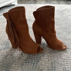 Suede High Heel Cowgirl Peep Toe Sandal