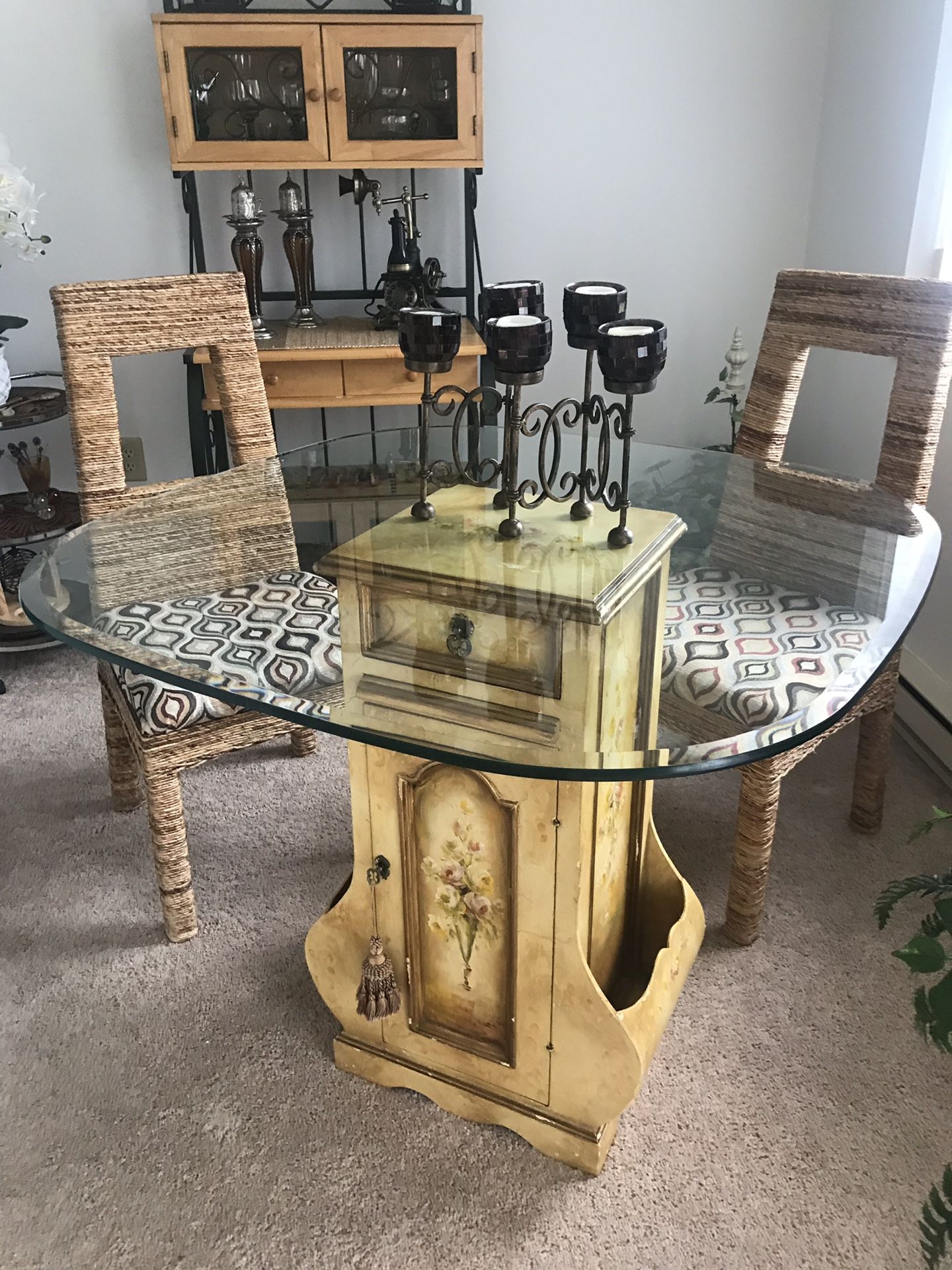 Top glass and little cute antique furniture