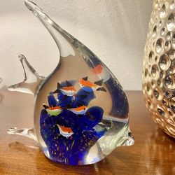Murano Blown Glass Angel Fish Aquatic Paperweight