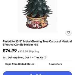 🔥 PartyLite 15.5" Metal Glowing Tree Carousel Musical 5 Votive Candle Holder NEW!! SEALED!! 🔥