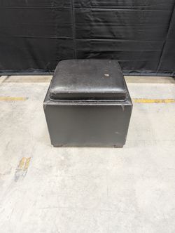 Brown Faux Leather Cube Ottoman with Feet