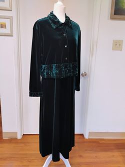 Green Velvet Dress With Matching Cardigan 