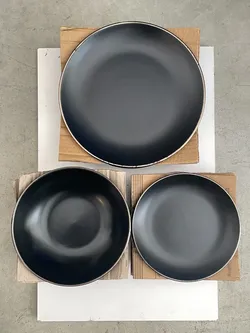 Thyme & Table Onyx 12-Piece Ceramic Dinnerware Set Black