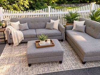 Jonathan Louis Metropolitan Sofa Set + Chaise & Ottoman – Charcoal Gray