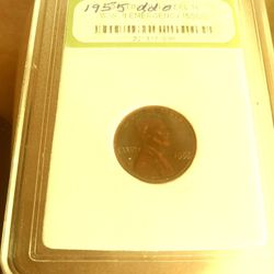 1955 Pp0, Double Letters All Over The Front Of The Penny, Very Rare 