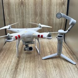 Dji Phantom Standard 3 Drone Plus Controller And Mobile Handheld Arm No Battery Charger (2 Batteries Included)