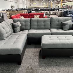 Sectional Sofa Set With Ottoman 