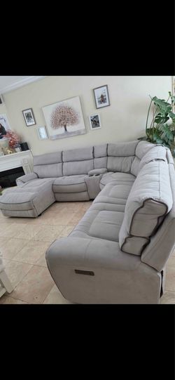 Gray electric recliner sectional