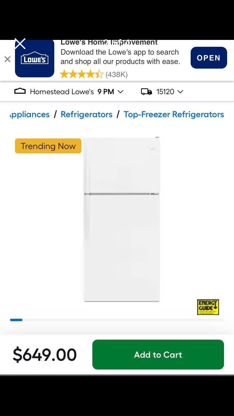 White Whirlpool Refrigerator