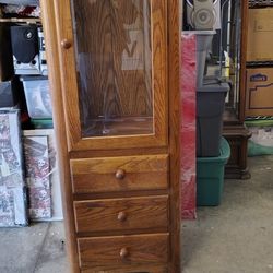 Vintage All Oak Curio Cabinet