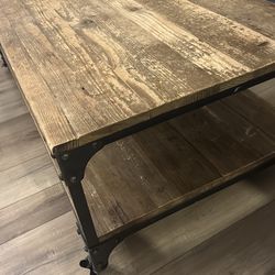 Distressed wood coffee table