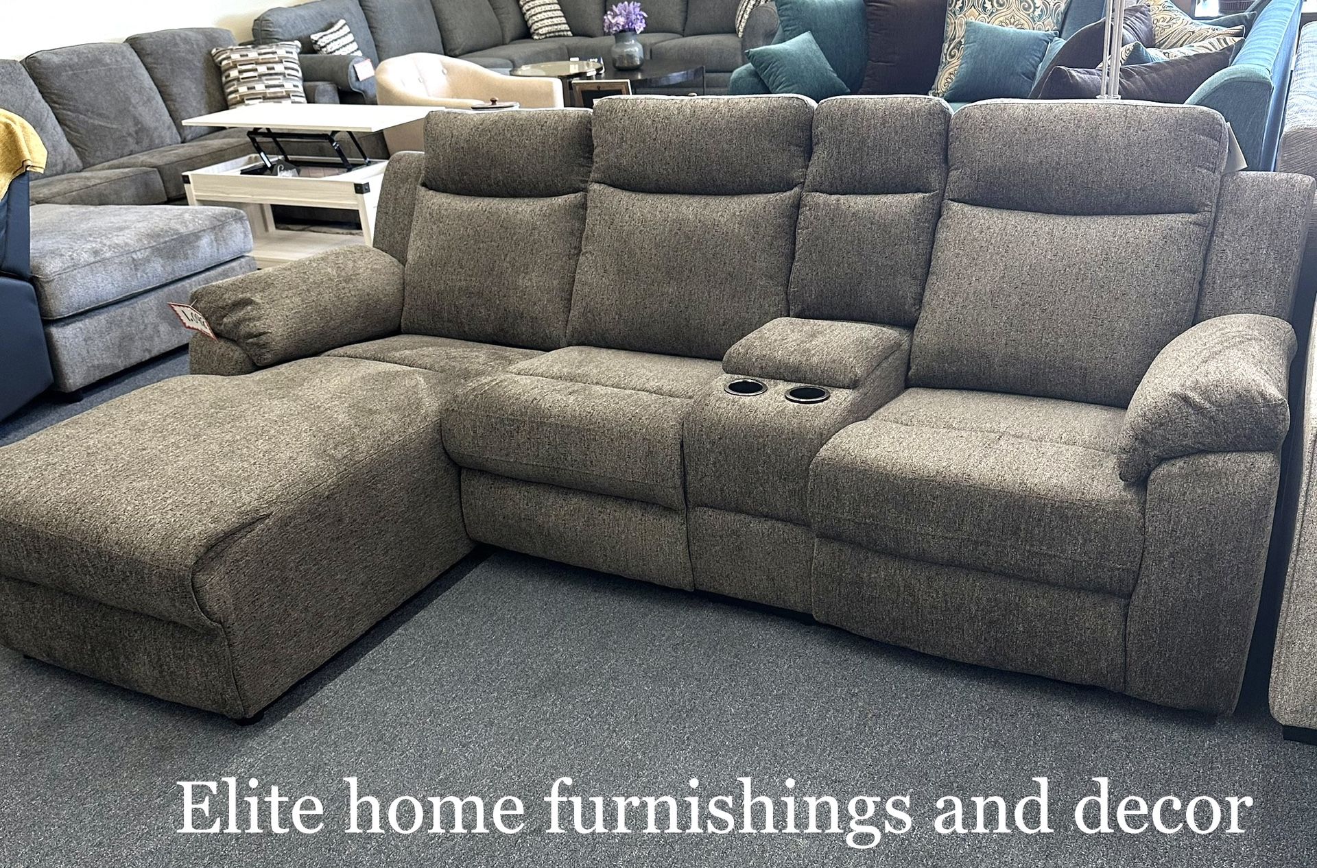 Dark Gray Sectional Recliner