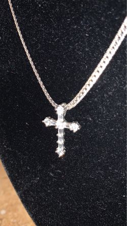 Sterling silver 925 chain and cross with Swarovski crystals