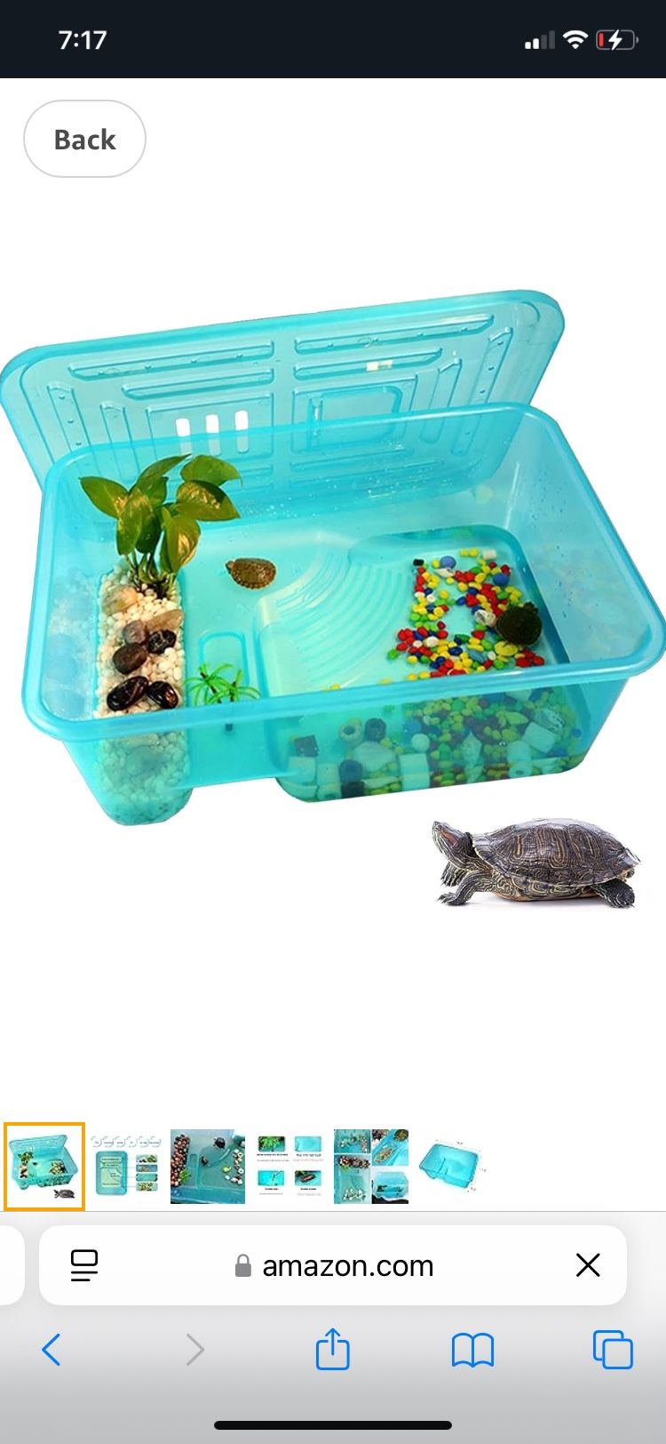 kathson Turtle Tank Aquarium, Turtle Habitat Reptile Plastic Terrarium Safe