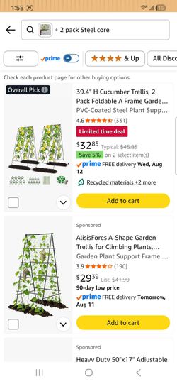 A-Shape Garder Trellis for Climbing Plants,... Garden Plant Support Frame .
2 pack
ITEM IS SIMILAR TO AMAZON PICTURE
IM NOT SURE WHICH ONE IT IS , SE