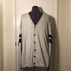 GAP Men’s Gray and Navy Blue Button Up Cardigan With Pockets Size XL