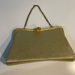 Vintage Gold Handbag With Gold Leaf Clasp