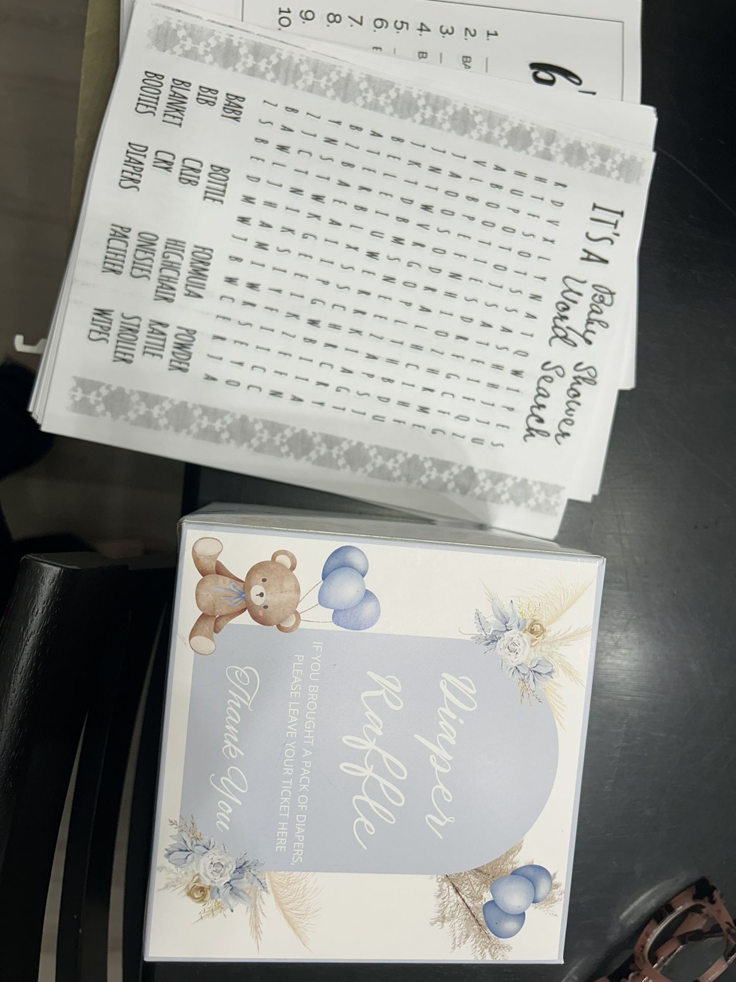 Baby Shower Games and Diaper Raffle Box