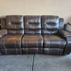 Reclining leather couch