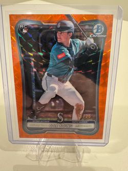 2026 Topps Bowman Chrome Cole Young RC Mariners #25 Orange Geometric 15/25 SP