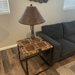 Rustic Wood And Metal End Side Tables