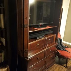 Entertainment Center With TV And Firestick and DVD Player 