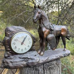 Vintage Copper Horse Mantle Clock
