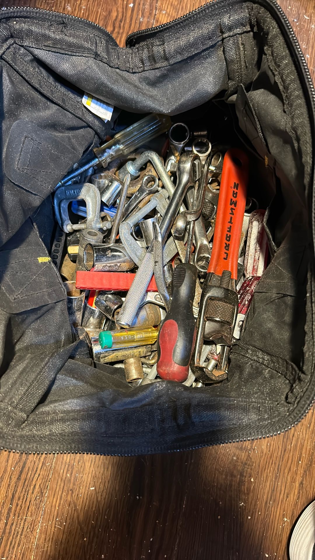 Black Tool Bag With Tools All Kinds See Pic