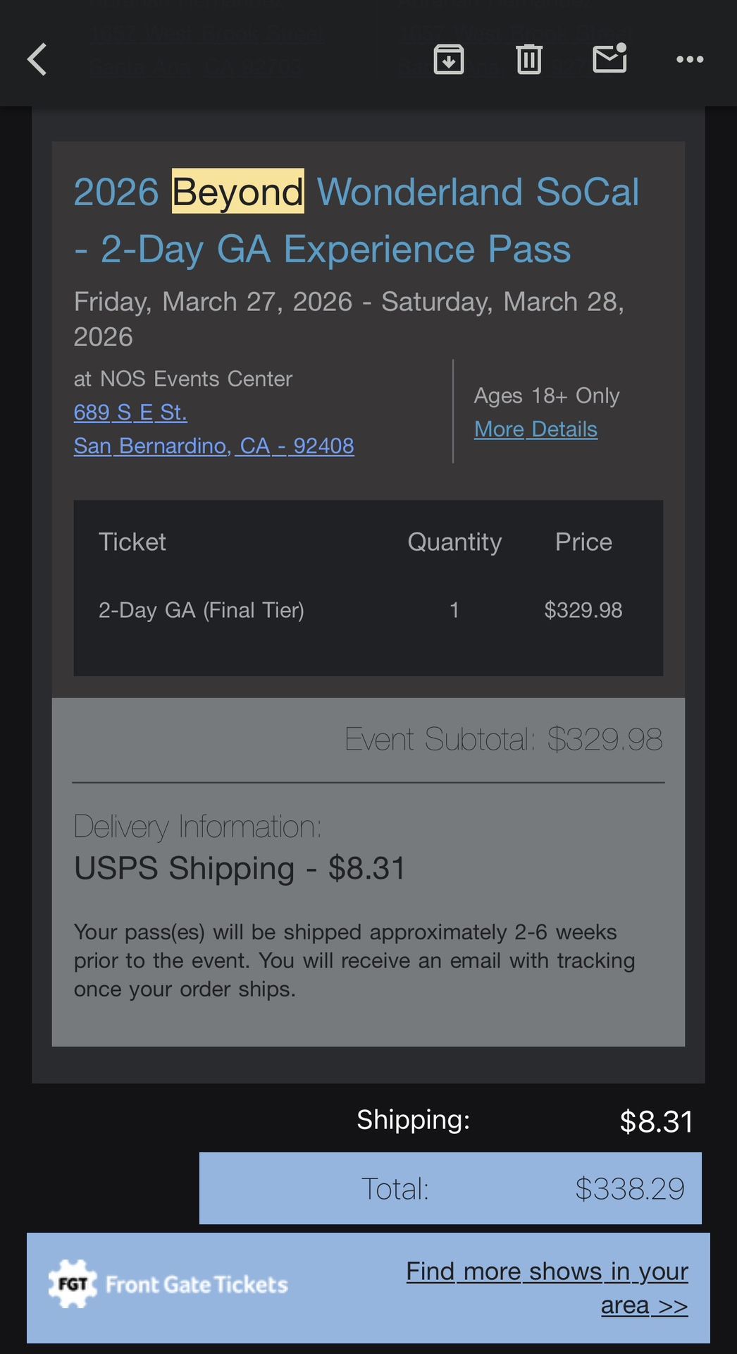 Beyond Wonderland ticket