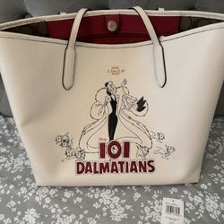 Coach Disney X City Tote with Signature Canvas Interior and Cruella Motif 