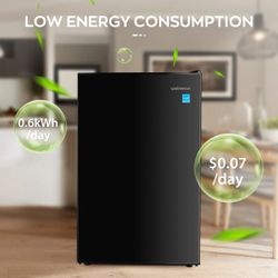 4.5 Cu.ft Single Door Mini Fridge with Freezer, Portable Refrigerator, Low Noise, Energy-Efficient for Dorm, Office, Bedroom, Black   4.5 
