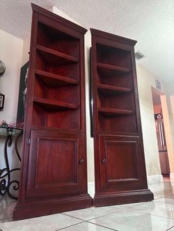 Pair Of Corner Bookshelves