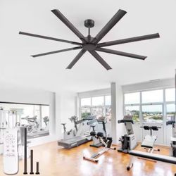 84 in. Indoor/Outdoor Bronze 8-Blade Downrod Mount Industrial Ceiling Fan with Remote Control